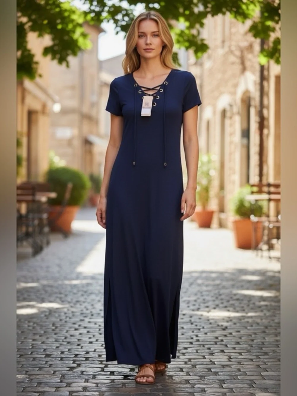 Michael Kors Navy Grommet Maxi 15” Across Chest
